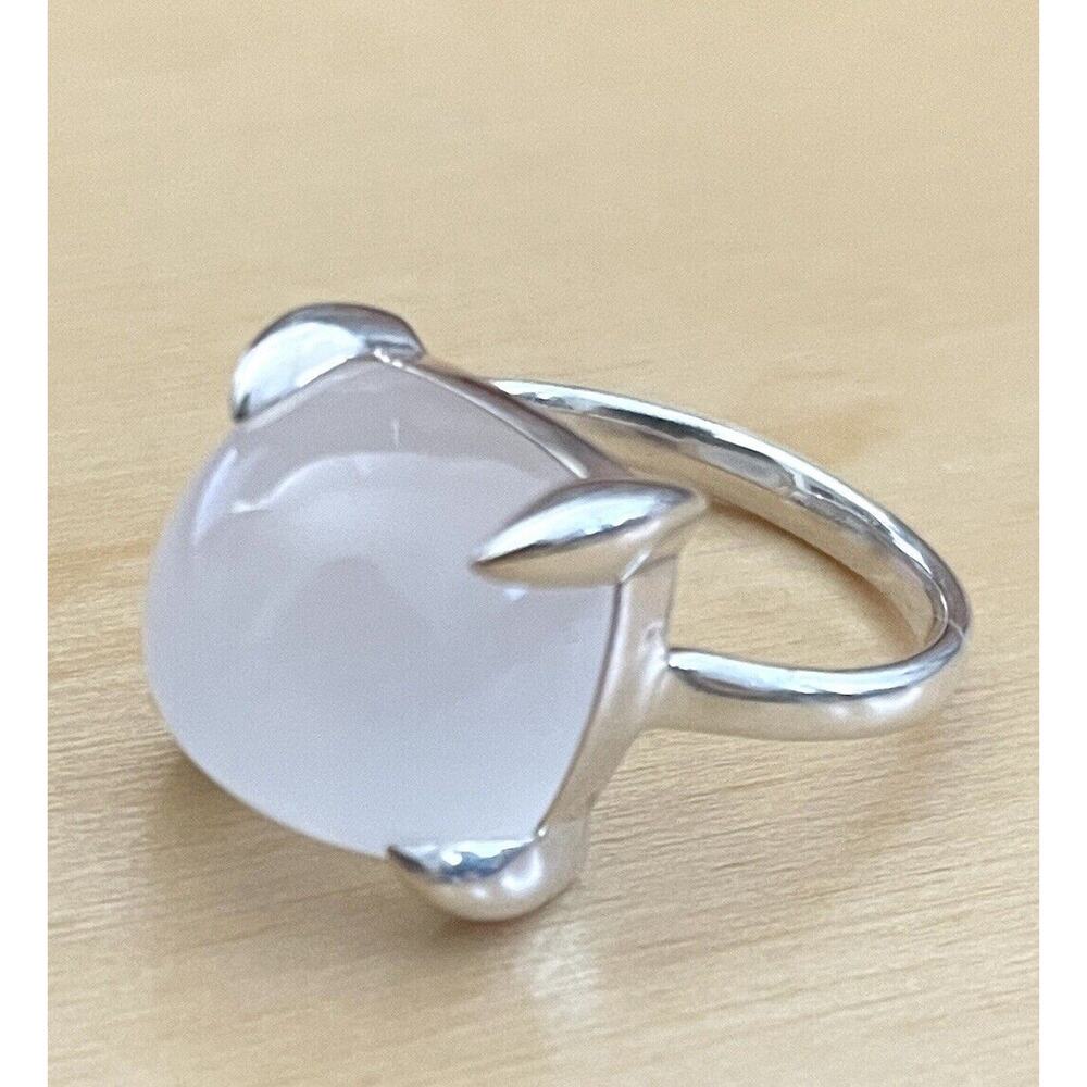 Tiffany & Co. Paloma Picasso Silver Milky Quartz Sugar Stack Cushion Band Ring 6 - Picture 3 of 6